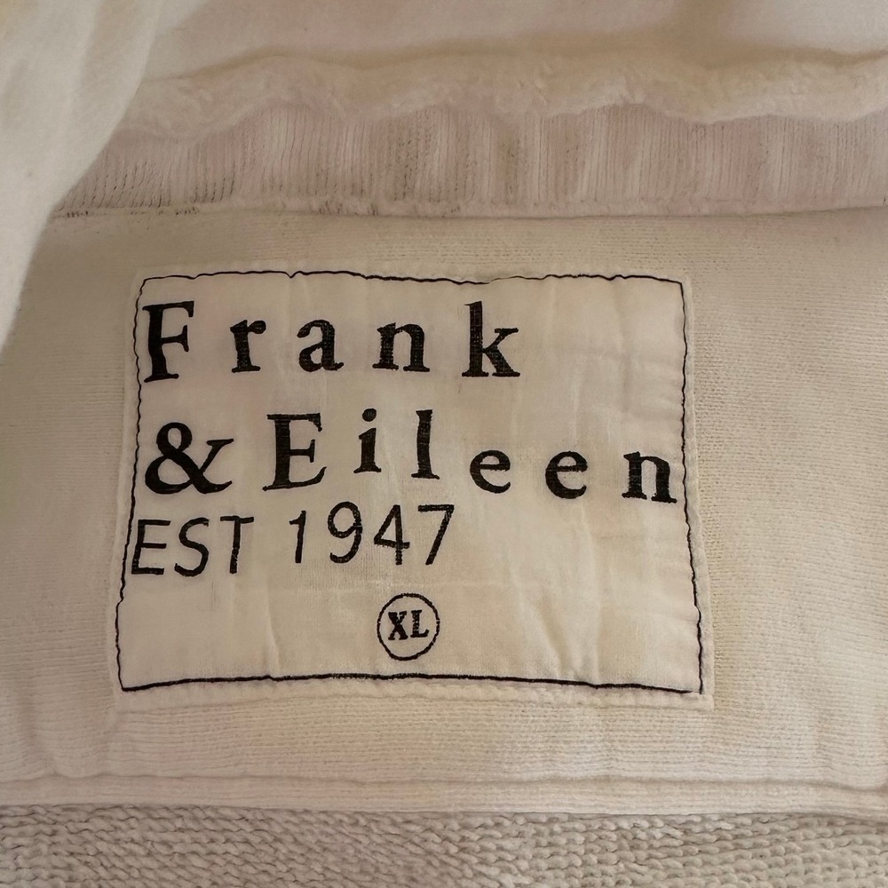 Frank &‎ Eileen Joann French Terry Button Down Shirt White Raw Edge Pocket - Picture 11 of 16